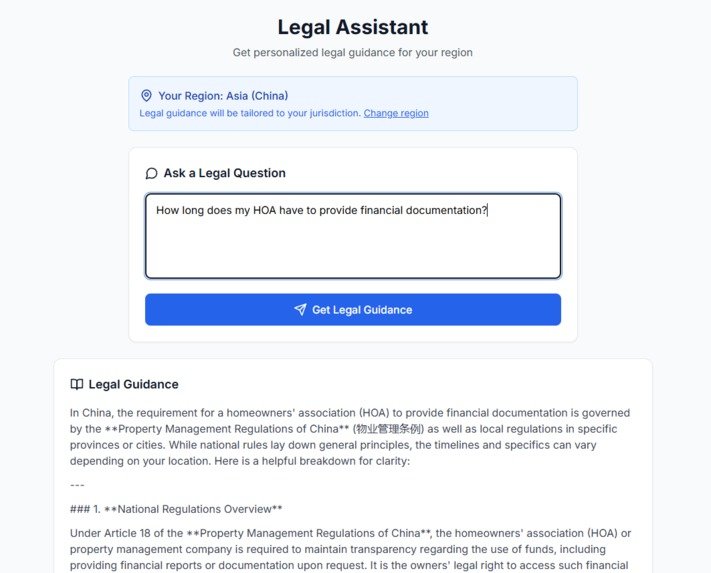 Region-aware legal Q&A panel with Quebec selected.