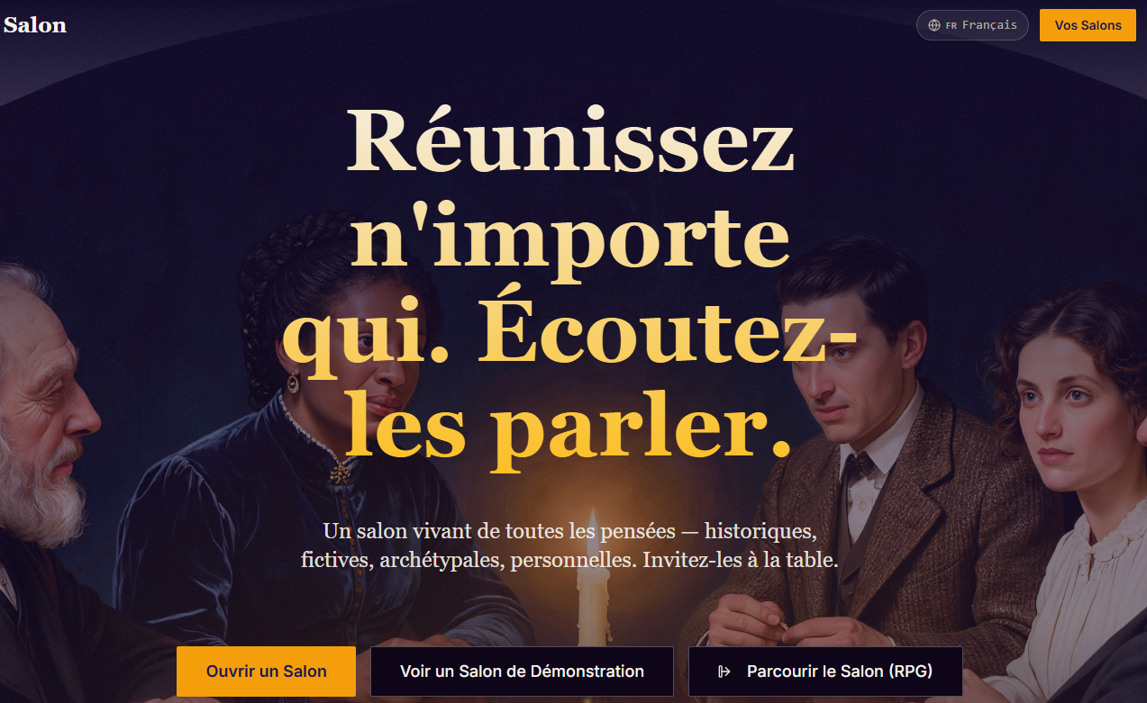 Salon UI rendered in Mandarin, French, and Spanish