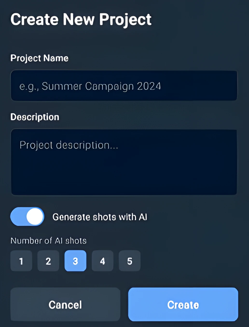Projects tab listing multiple shot plans.