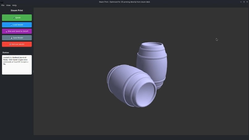 The PySide6 + OpenGL STL viewer inside Steam Print